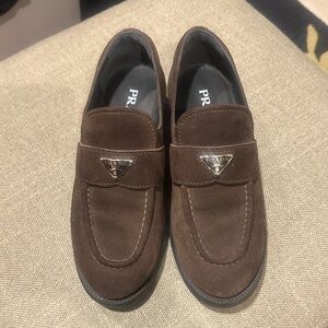 Prada woman Brown Suede Loafers